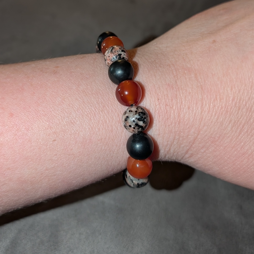 Shungite, Carnelian, And Jasper Bracelet - Picture 4 of 5